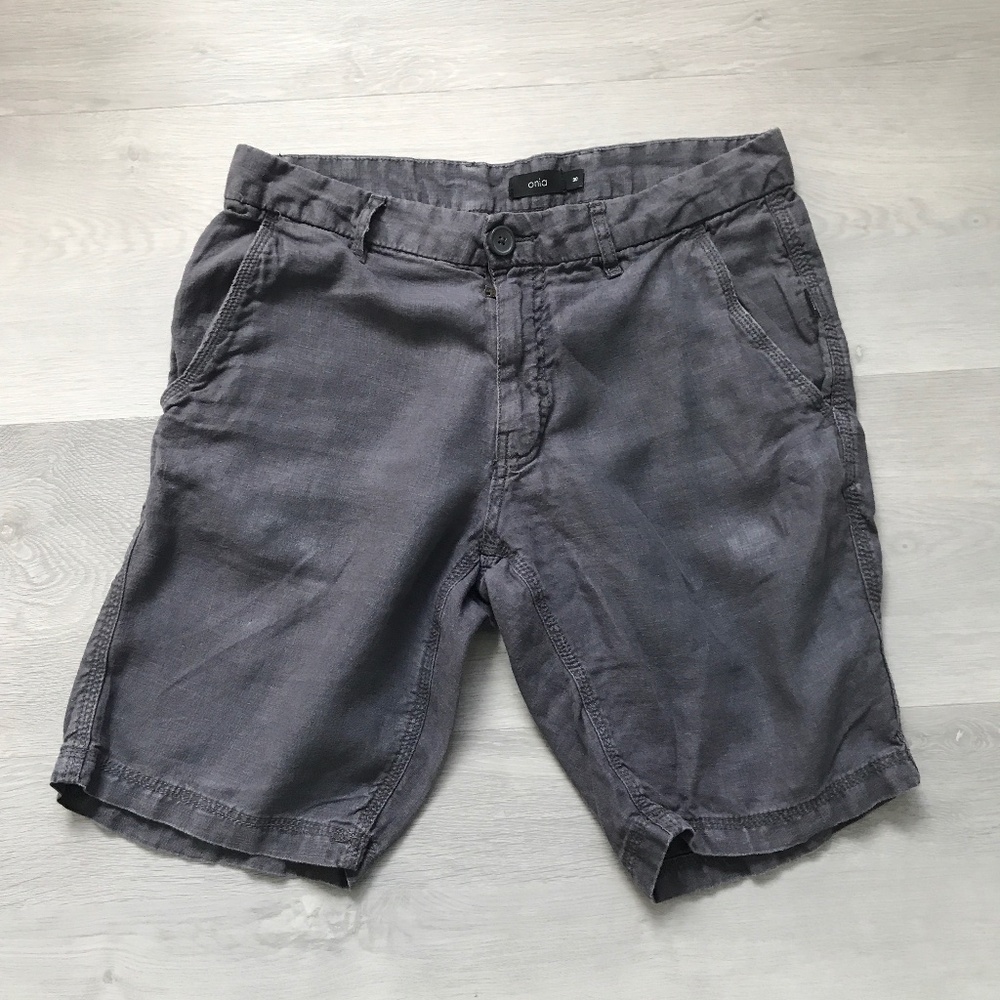 ONIA MENS SHORTS LINEN GRAY BEACH RESORT FLAT FRONT 30